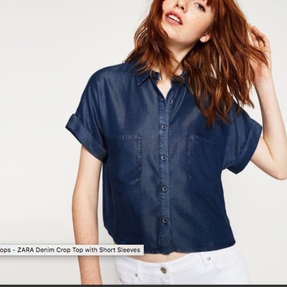 cropped denim shirt